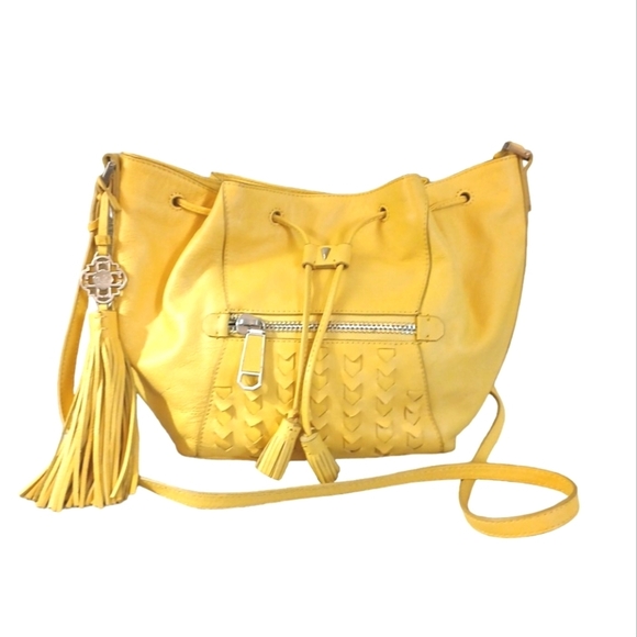 Rafé New York Yellow Leather Shoulder Bag Crossbody Purse - Picture 1 of 14